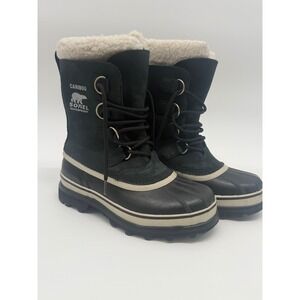 Sorel Caribou Waterproof Snow Boots Women's Size 6 Black Insulated Sherpa Winter